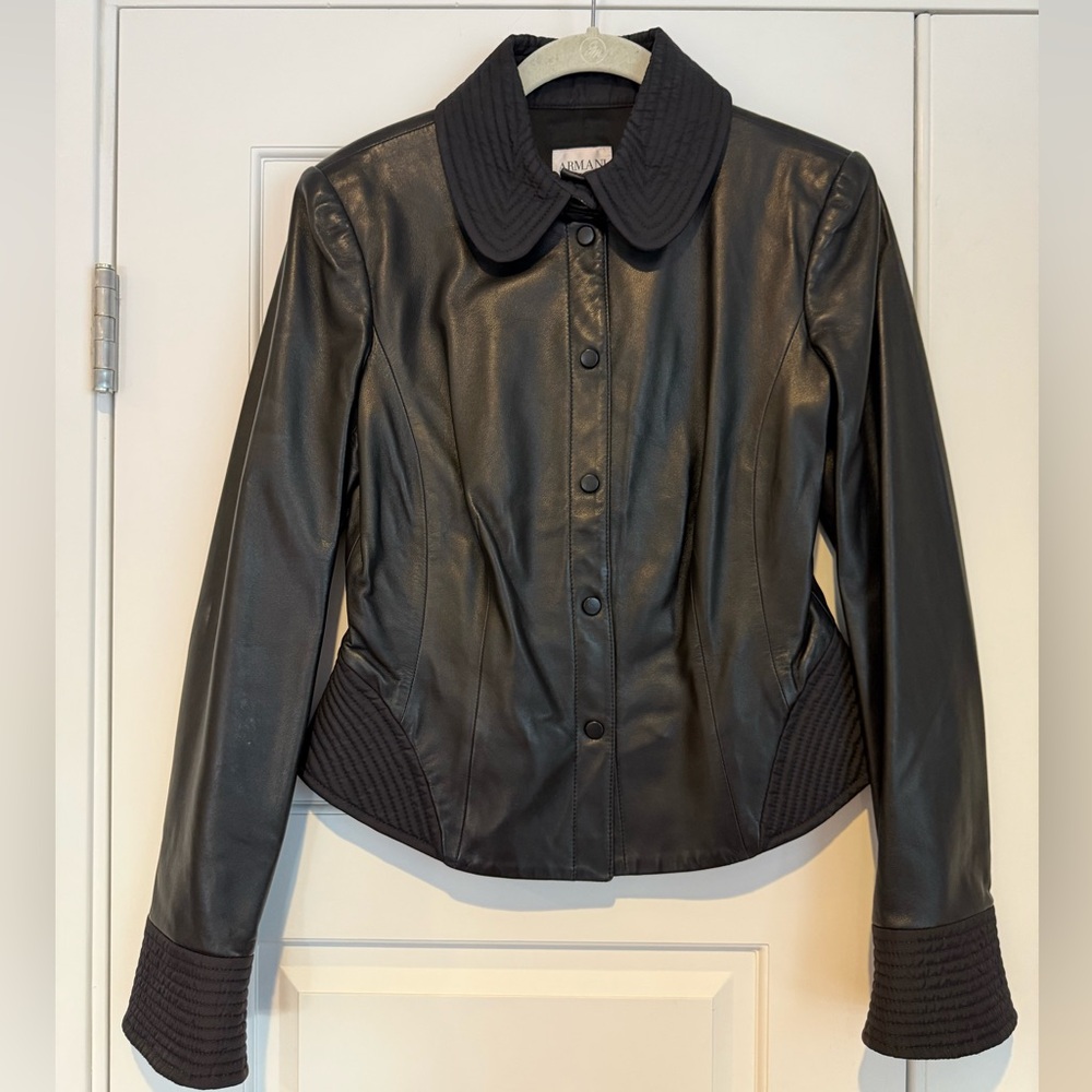 Armani Collezioni Black Leather Jacket